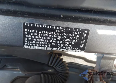 2012 Volkswagen Beetle 2.5L from USA, damaged, VIN 3VWJX7AT4CM648571